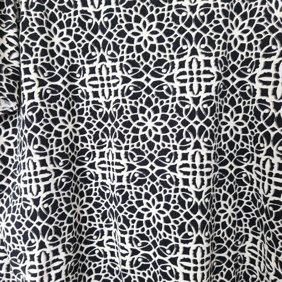 Vtg Y2K Flutter Sleeve Blouse Large Pima Cotton Modal Black White Lattice Print - Picture 6 of 14